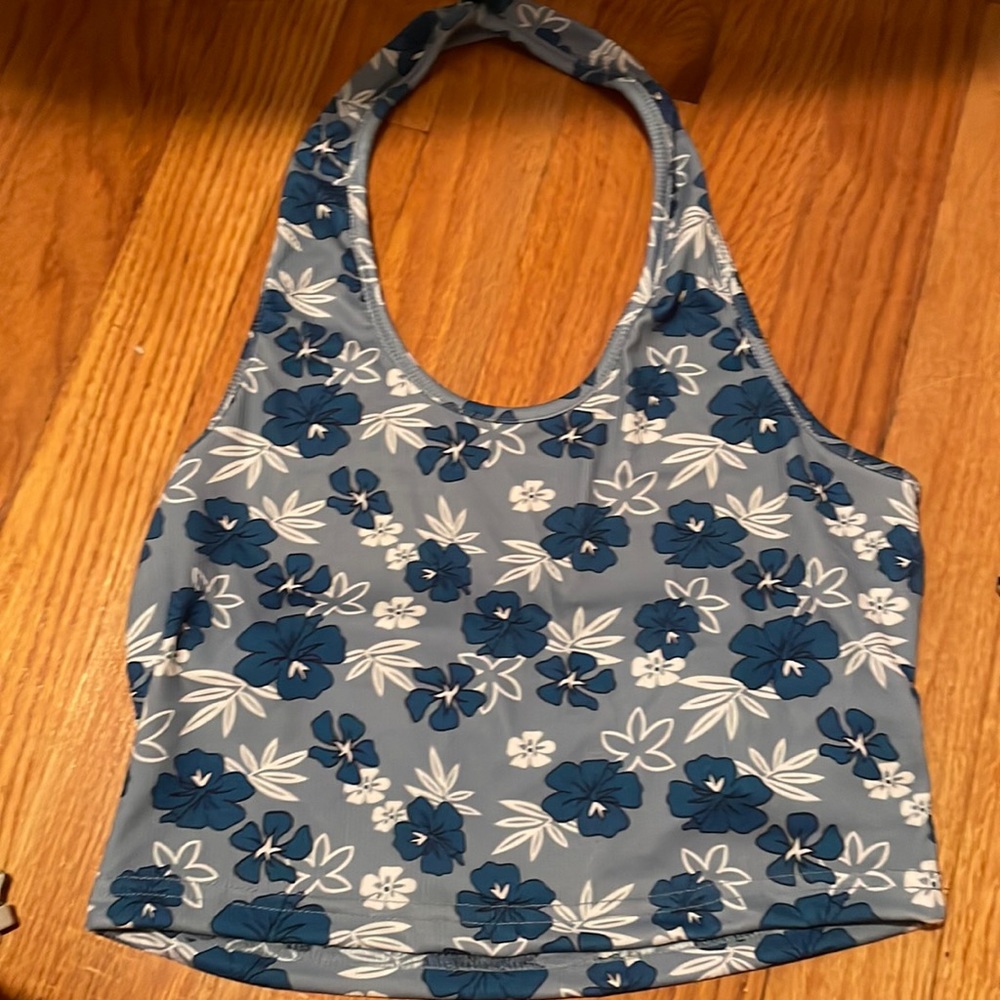 blue flower halter top